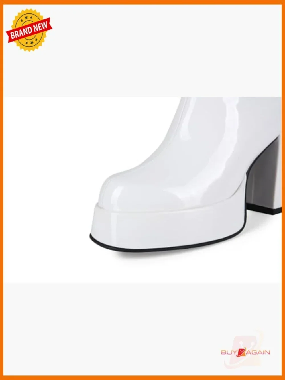 Knee High Platform Boots Patent Leather Chunky Heel Square Toe 70s Disco